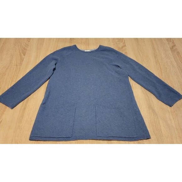 J Jill Pure Jill Blue Pullover Sweater Sz S Front Pockets Cotton/ Wool Blend - Picture 1 of 6